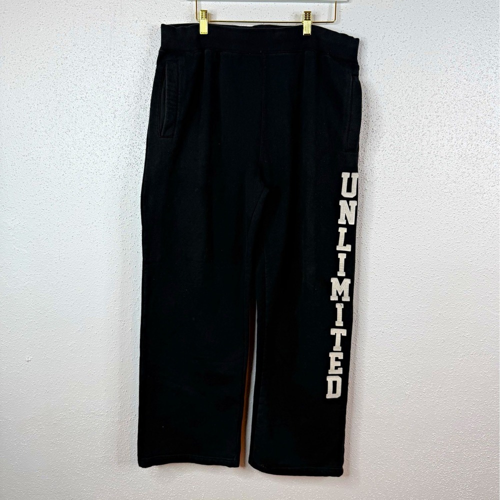 Ecko Unltd. Men's Black Logo Sweatpants cotton/poly drawstring pockets Size XL